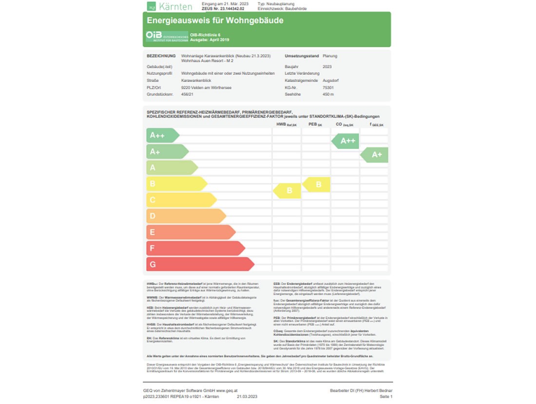 Energieausweis für Wohnimmobilie in Velden am Wörthersee