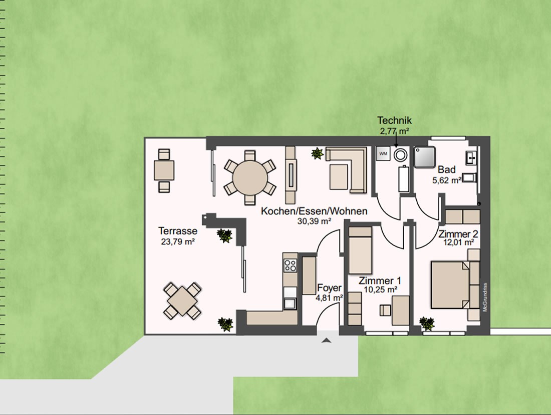 Grundriss für Wohnimmobilie mit Garten in Velden am Wörthersee